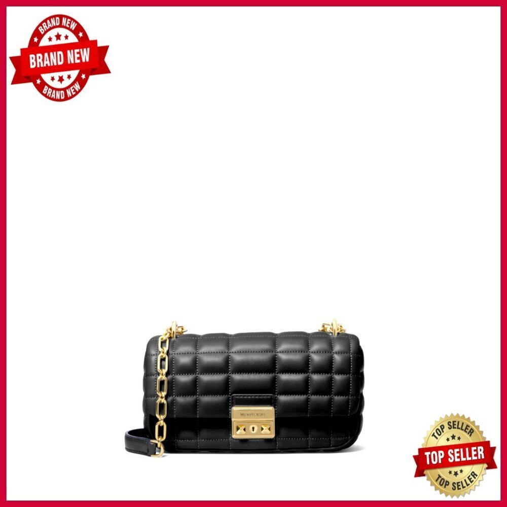 Quilted Leather Convertible Shoulder Bag with Chain Strap